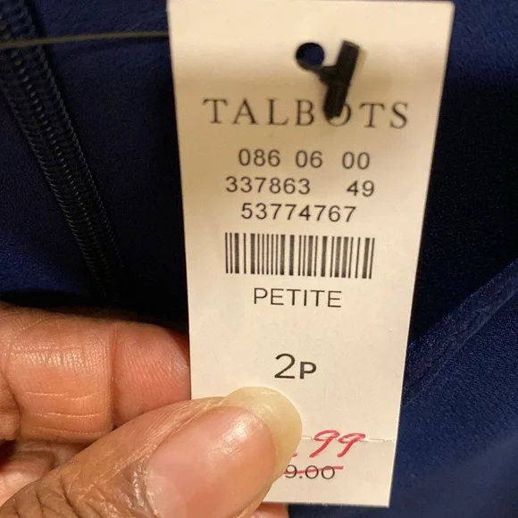 Talbots navy blue sleeveless belted maxi dress - Picture 3 of 3